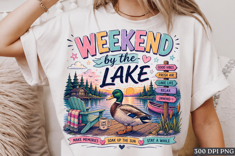 Weekend by the Lake Duck Lake Life Summer PNG Design Art