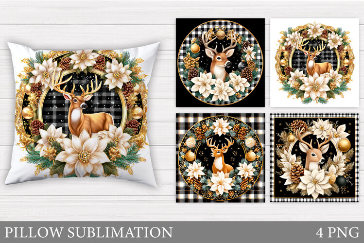 Christmas Deer Pillow Design. Christmas Pillow Sublimation example image 1
