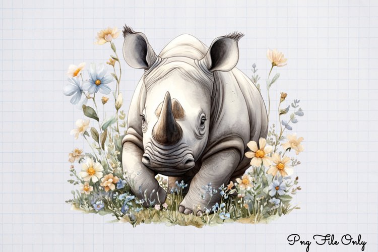 Watercolor Spring Floral Animal Clipart PNG