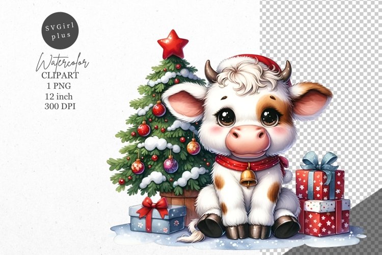 Christmas clipart, Christmas cow clipart, Cow clipart