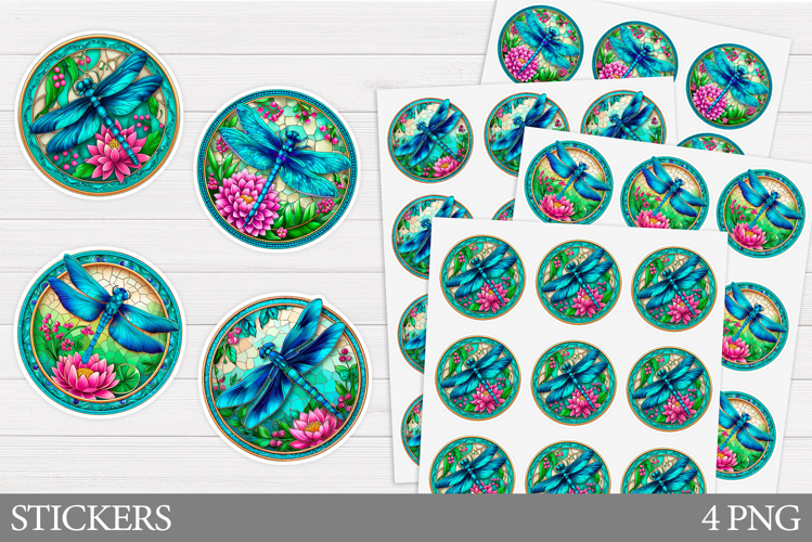 Dragonfly Sticker Printable. Flowers Sticker Design