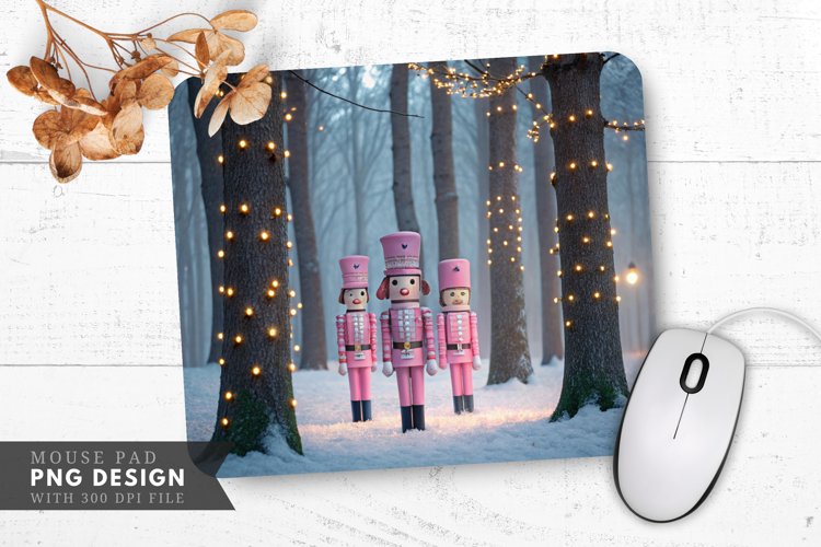 Pink Nutcracker Soldiers Christmas Mouse Pad PNG