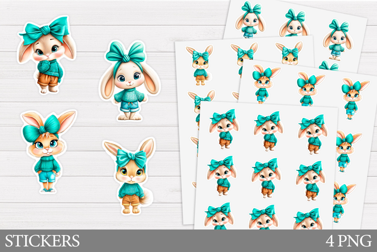 Cute Bunny Sticker Design. Funny Bunny Sticker Printable