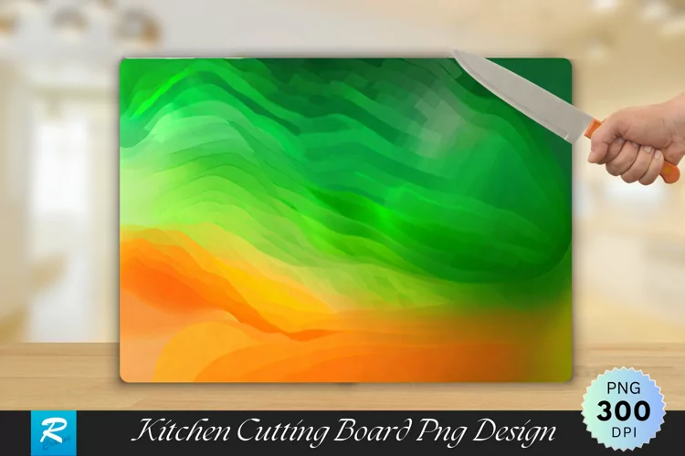 Green And Orange Cutting Board Sublimation Design