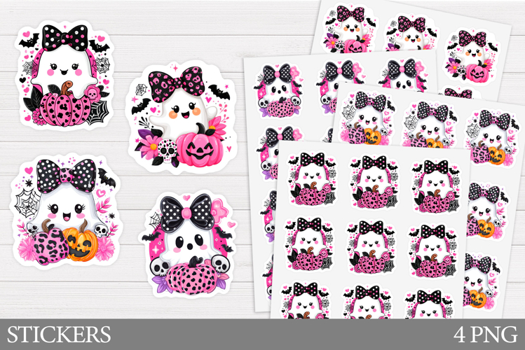 Cute Ghost Sticker Printable. Halloween Sticker Design