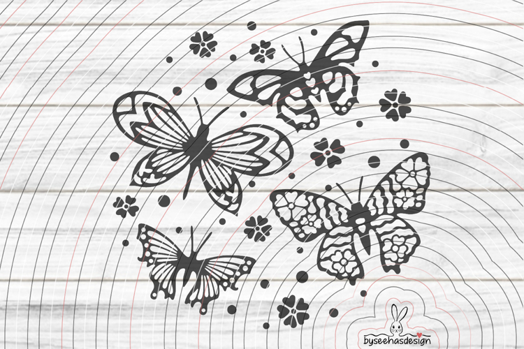 4 deco butterflies Cutting file SVG DXF example image 1