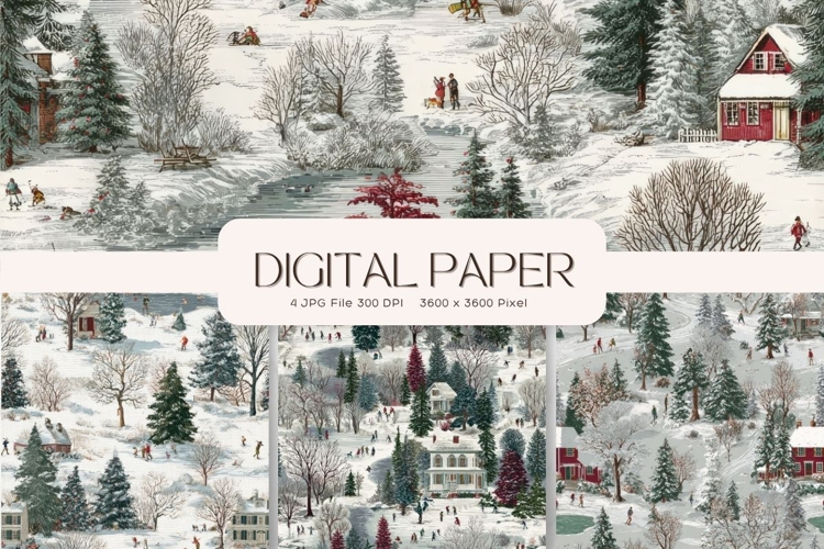 Christmas House Background Seamless Pattern Gift Wrap_51