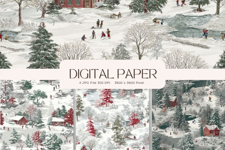 Christmas House Background Seamless Pattern Gift Wrap_54