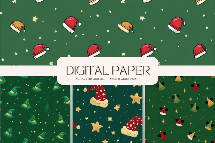 Christmas Hat Background Seamless Pattern Gift Wrap_3