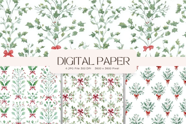 Christmas Flower Pattern Background Wallpaper Digital Paper