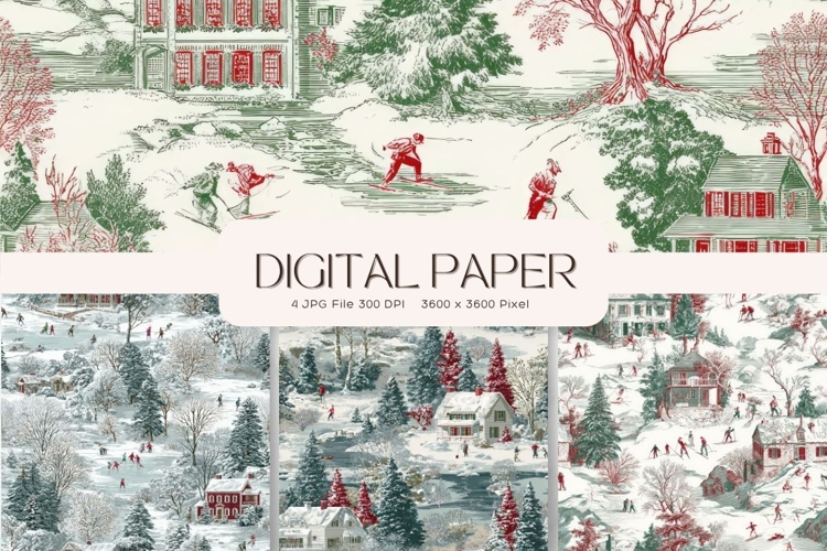 Christmas Tree Pattern Digital Paper Background Seamless_50