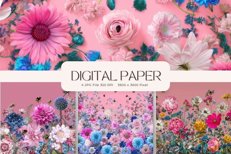 Flower Pattern Background Wallpaper Digital Paper Wrap_5