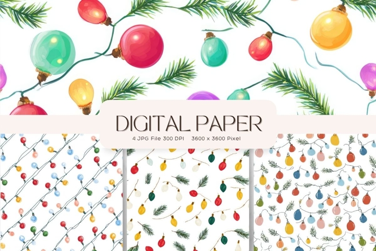 Christmas Light String Background Seamless Pattern Gift Wrap