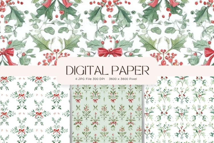 Christmas Flower Pattern Background Wallpaper Digital Paper