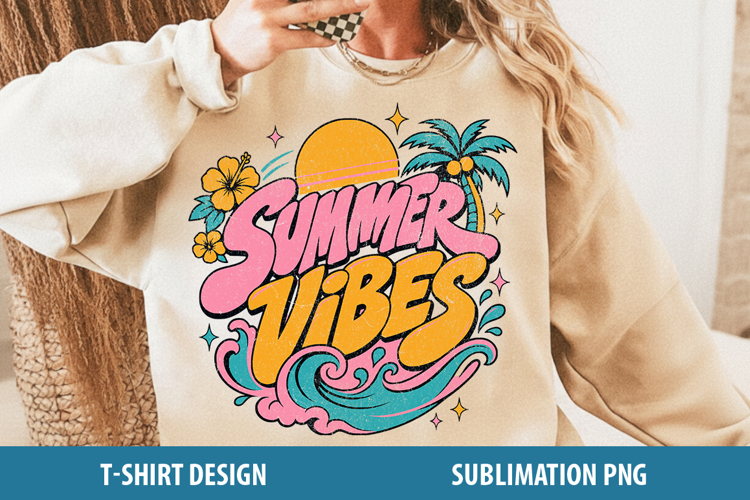 Summer Vibes Sublimation PNG | Retro Beach Design