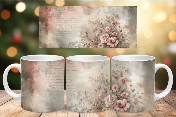 Valentine Mug Wrap Sublimation - vintage flowers