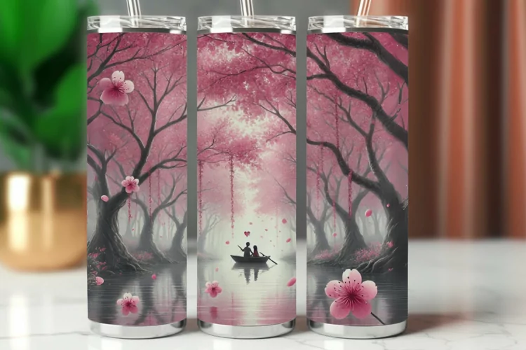 Valentine Tumbler Wrap 20 oz - couple at the river