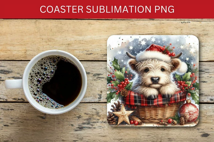 square coaster - highland cow