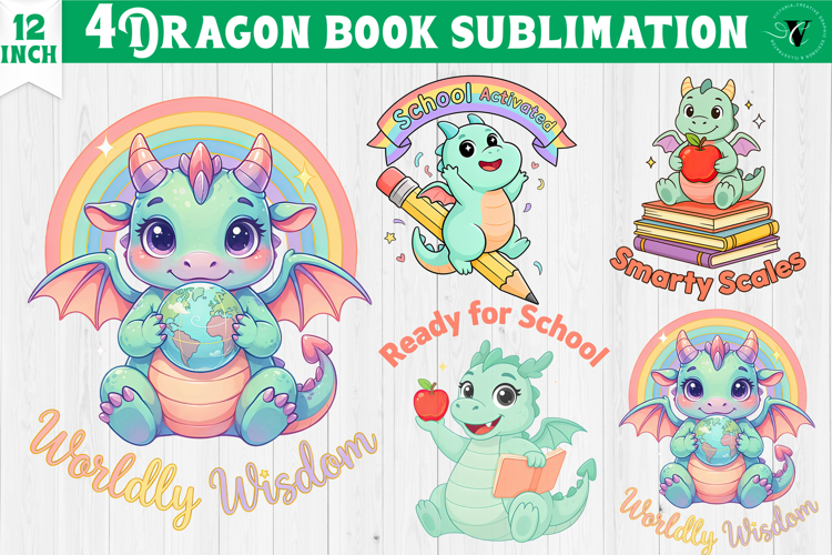 Dragon book School Sublimation | Cute Dino Back to School