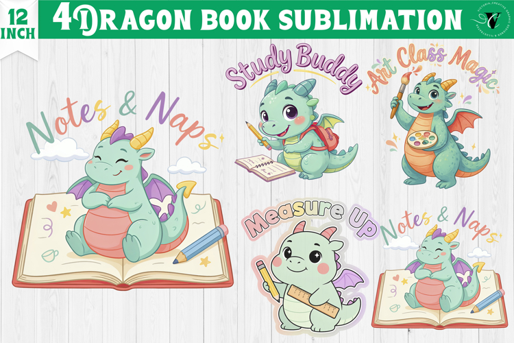 Dragon book School Sublimation | Cute Dino Back to School