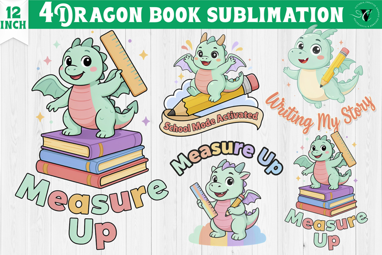 Dragon book School Sublimation | Cute Dino Back to School