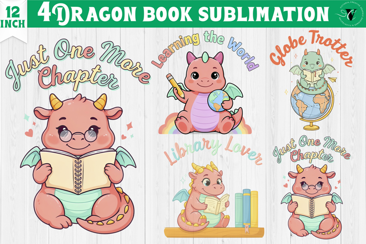 Dragon book School Sublimation | Cute Dino Back to School