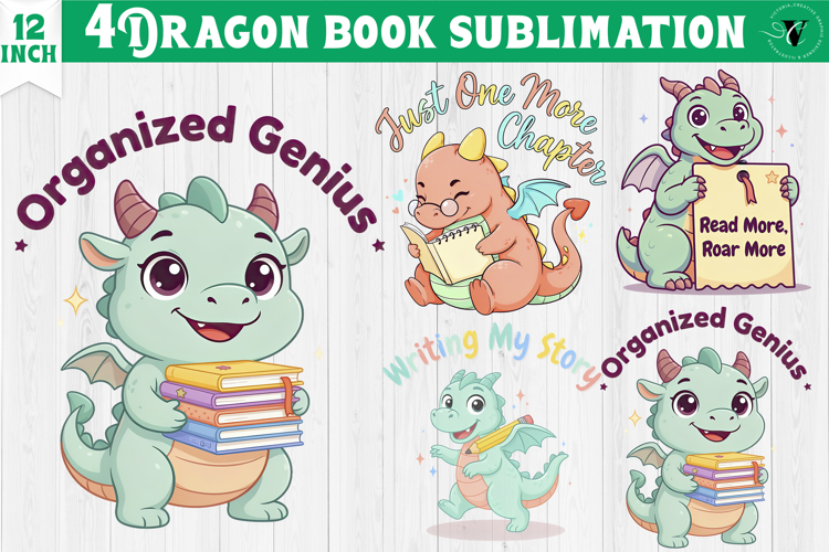 Dragon book School Sublimation | Cute Dino Back to School