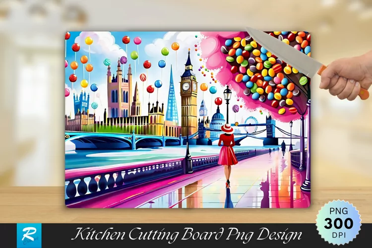 London Painting Cutting Board Sublimation Design