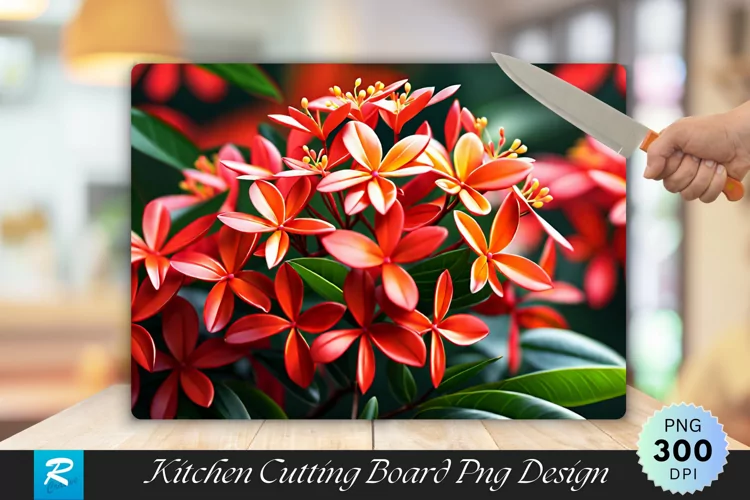 Chinese Ixora Plant Cutting Board Sublimation Design