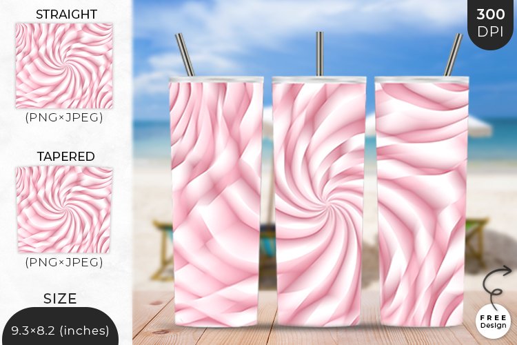3D Pink Inflated Puffy Tumbler Wrap | 3D Sublimation Wrap example image 1