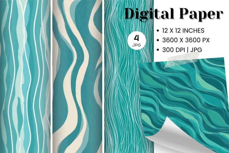 Abstract Wave Digital Paper Background Wallpaper Wallart_78