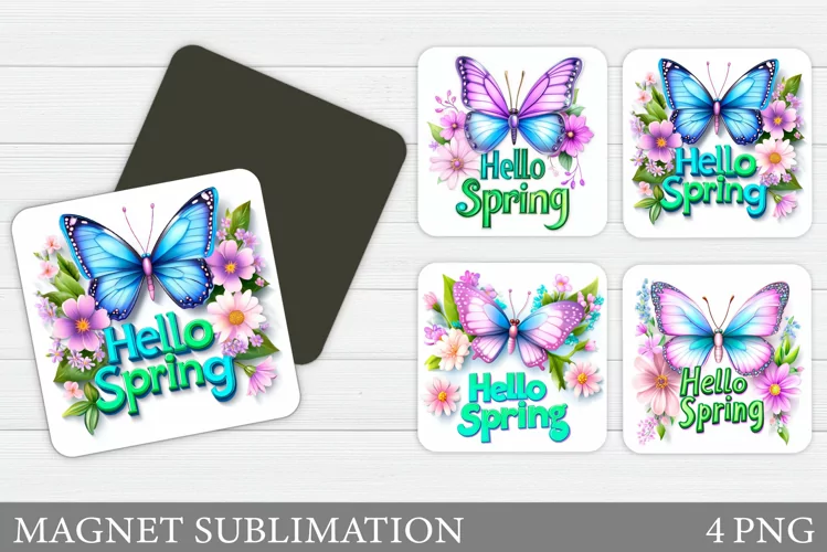 Butterfly Magnet Sublimation. Spring Magnet Design