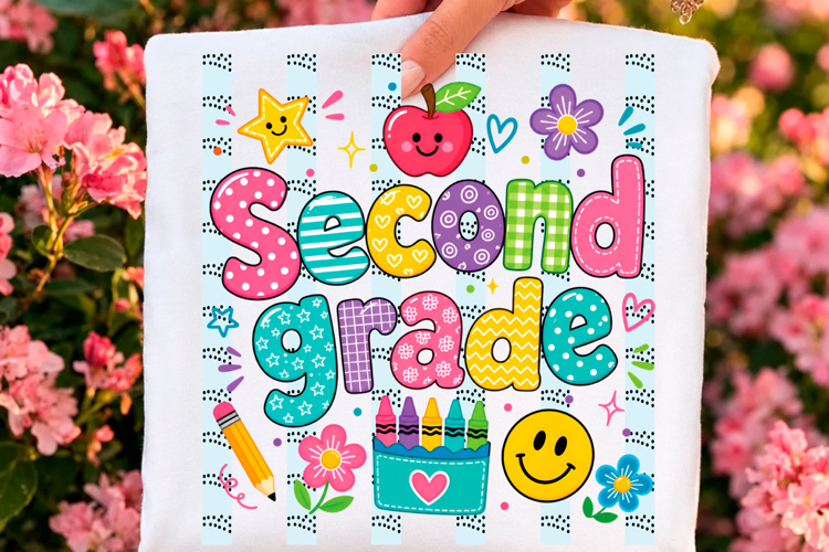 Second Grade Striped Back to School PNG