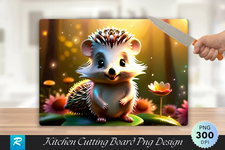 Hedgehog Cutting Board Sublimation Design