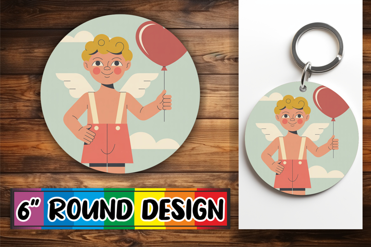 Radiant Circle Coaster Sublimation, Cupid