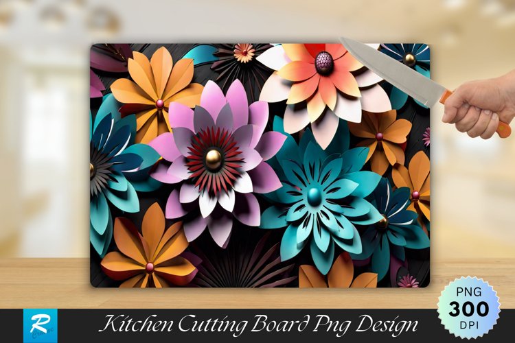 3D Flowers Cutting Board Sublimation Design example image 1
