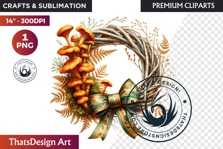 Cozy Autumn Wreath - Boho Farmhouse Fall Clipart PNG