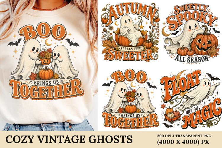 Cozy Vintage Ghosts PNG example image 1
