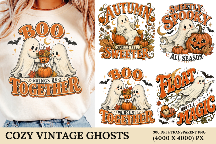Cozy Vintage Ghosts PNG