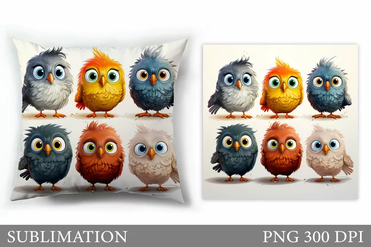 Cute Birds Sublimation. Funny Bird Pillow Sublimation