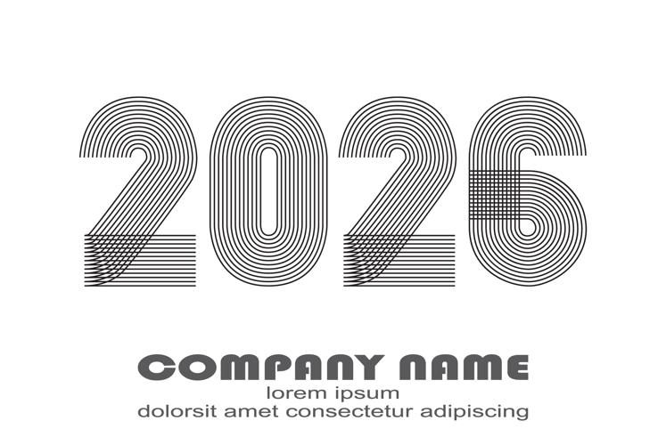 Modern minimal cover background with 2026 number in black