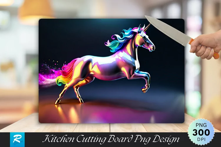 3D Unicorn Cutting Board Sublimation Design