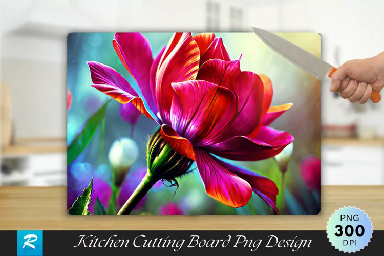 Flower Cutting Board Sublimation Design