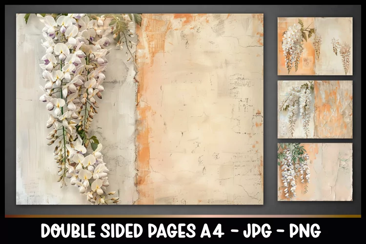 4 Vintage Double Sided Junk Journal Page I Flowers