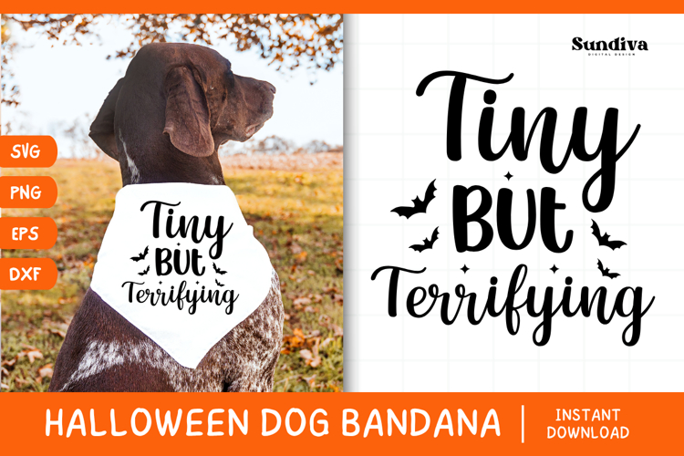 Funny Halloween Dog Bandana Quote SVG | Tiny But Terrifying