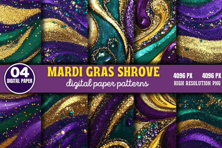 Mardi Gras Shrove Digital Paper PNG