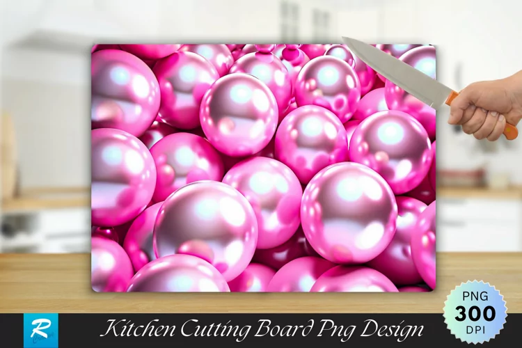 3D Pink Balls Cutting Board Sublimation Design