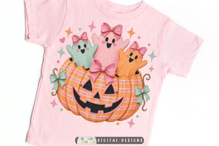 Girl Halloween PNG | Preppy Ghost Pumpkin Painting l PNG