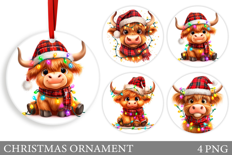 Cute Cow Christmas Ornament. Christmas Ornament Sublimation