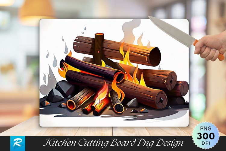 Campfire Cutting Board Sublimation Design